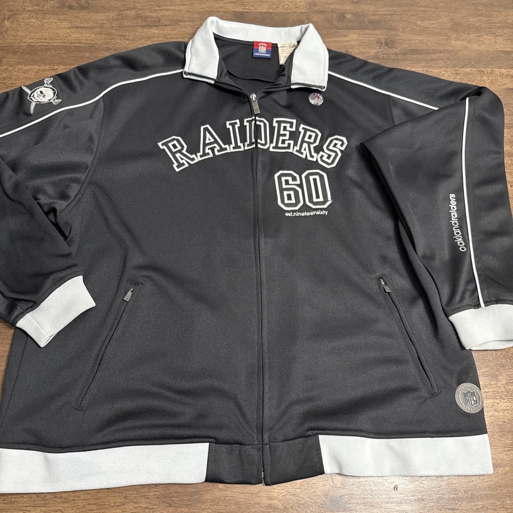 VTG Oakland Raiders Gridiron Track Jacket Men's Large NFL Reebok Embroidered New